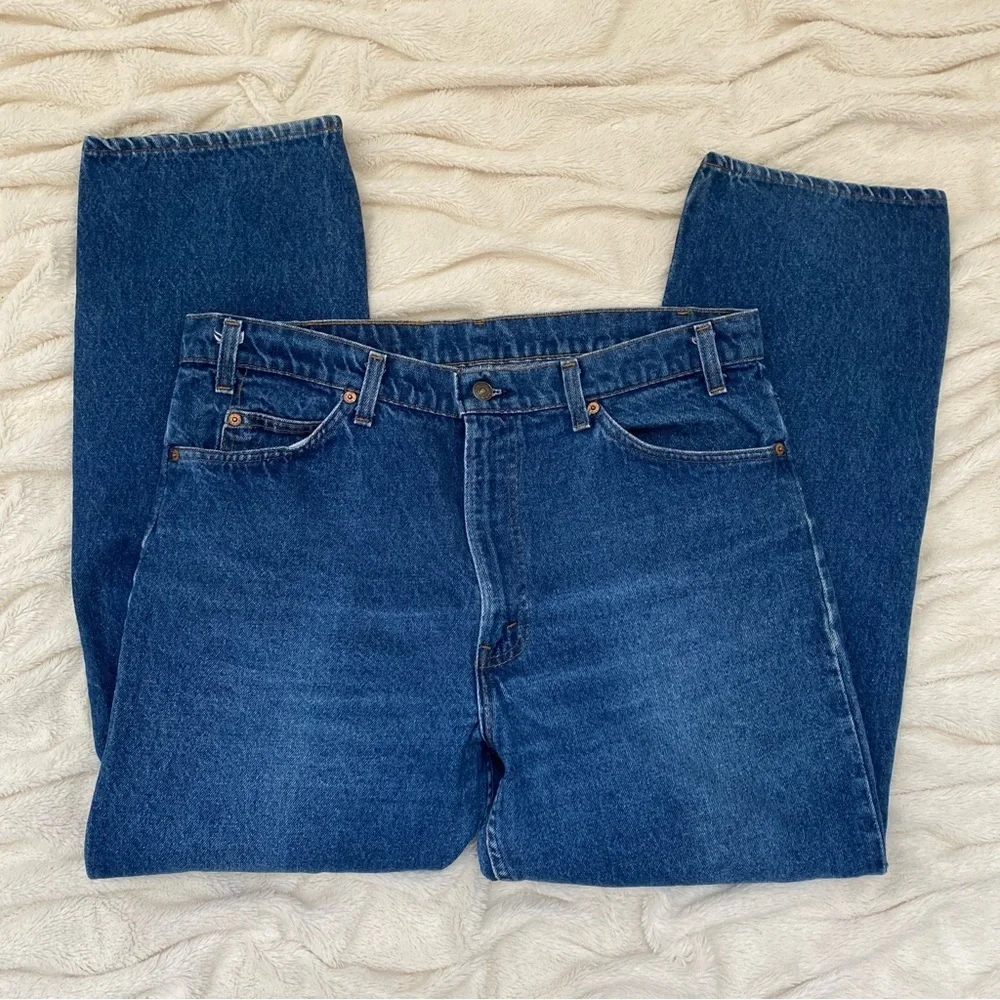 Levi's 1998 Orange Tab vintage straight leg jeans dark wash 38x30 - Picture 3 of 10